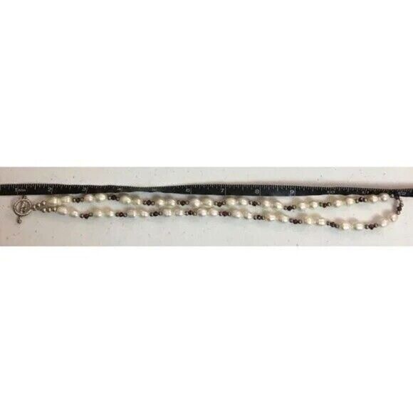 Handmade Baroque Pearl Necklace White Cultured Pearls Toggle Close Red Beads - Picture 4 of 8